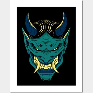 Green Oni Mask Posters and Art